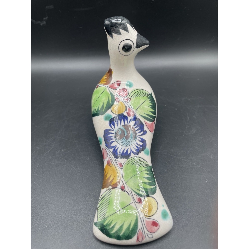 Vtg Hand painted Tonala Signed Pottery Bird folk art - Picture 4 of 10
